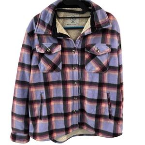 SAGE COLLECTIVE Plaid Sherpa Lined Flannel Shirt‎ Jacket